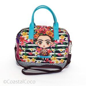 Frida Kahlo Vibrant Artisan Bowler Bag Made in Mexico, Embroidered Quirky Folk